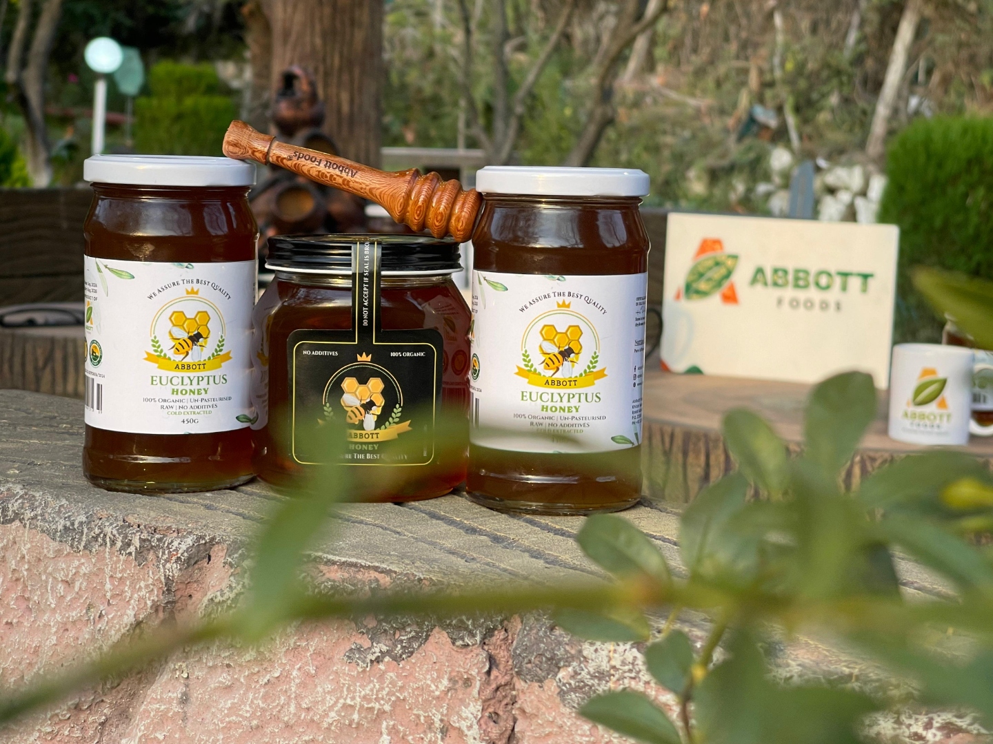 Abbott Foods honey jars outdoor lifestyle
