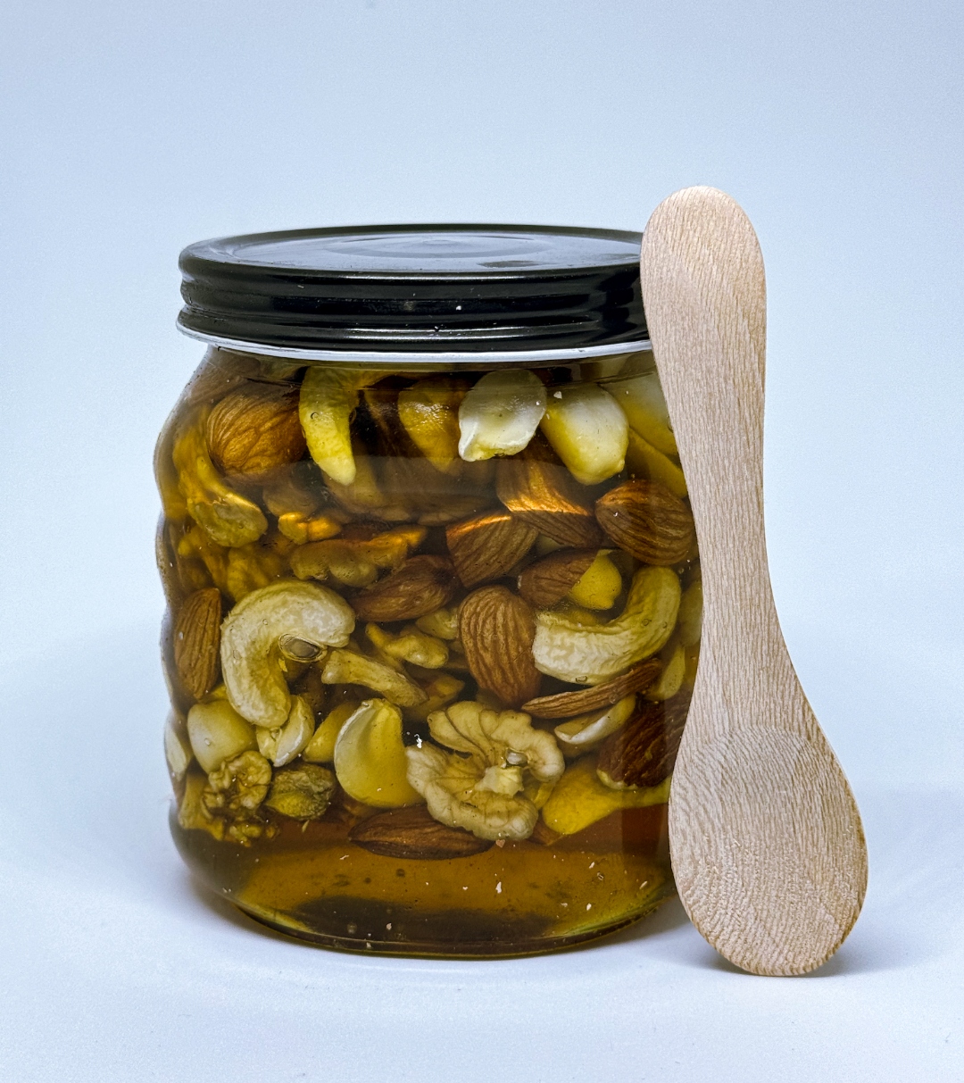 Mixed Nuts in Honey — premium almonds, cashews, walnuts in organic honey